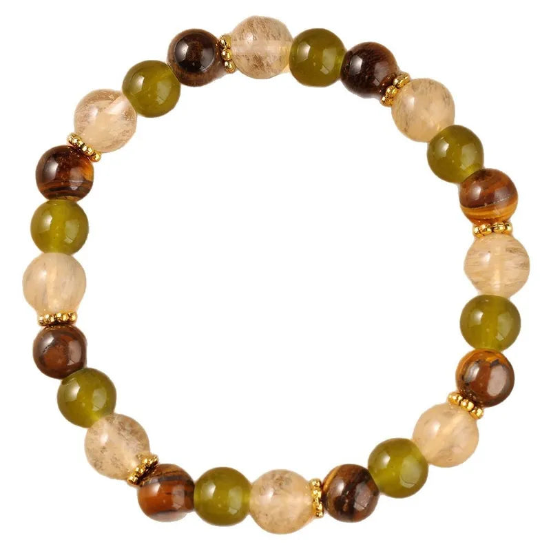 TK Xiyin Good Luck Bracelet – Natural Tiger Eye, Green Aventurine & Citrine Stones for Wealth & Success