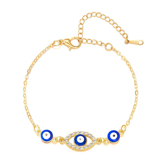 Elegant Evil Eye Alloy Bracelet – Symbol of Protection & Good Fortune