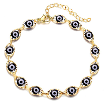 Turkish Black Evil Eye Adjustable Chain Bracelet – Multi- Eye Charm Protection Jewelry