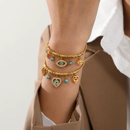 Devil’s Eye Chain Bracelet – Titanium Steel with Zirconia Charm