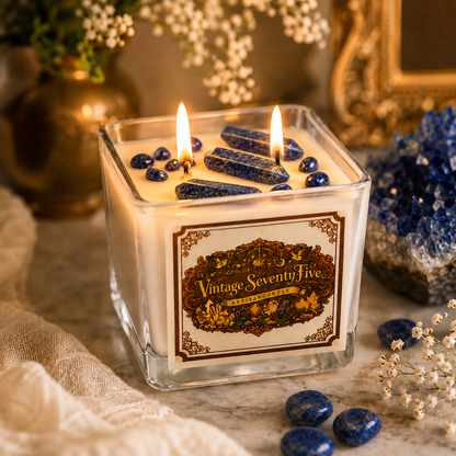 Vintage Seventy-Five™ Lapis Lazuli Crystal Candle Wisdom • Truth • Inner Vision