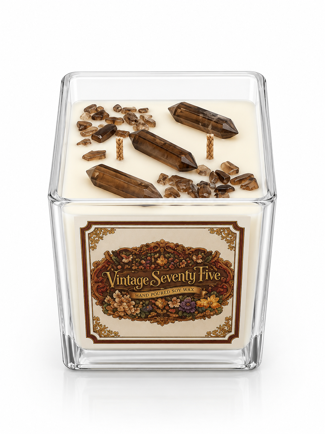 Vintage Seventy-Five™ Tiger's Eye Crystal Candle Courage • Confidence • Prosperity