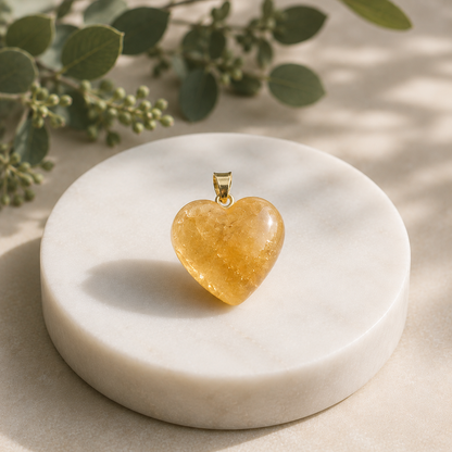 Natural Stone Heart Pendant Charm – Amethyst, Topaz, Tiger Eye & Green Aventurine