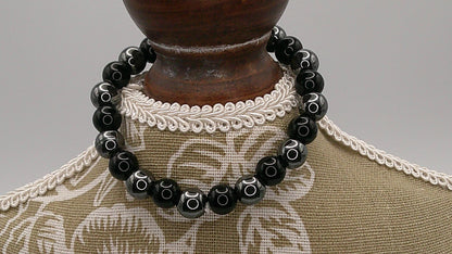 Retro Black Agate & Gallstone Beaded Bracelet – Natural Stone for Clarity & Focus