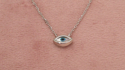 Dainty Evil Eye Pendant Necklace – 14K Gold Plated 925 Sterling Silver with Mother of Pearl Inlay