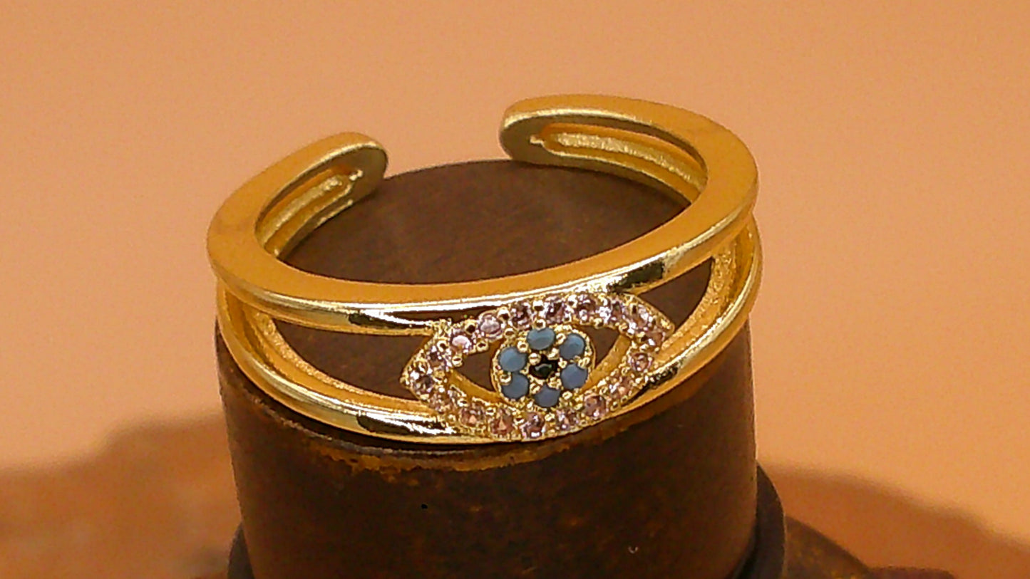 Women’s Luxury Blue Evil Eye Adjustable Ring – High-Quality Boutique Fashion with Sparkling Zirconia