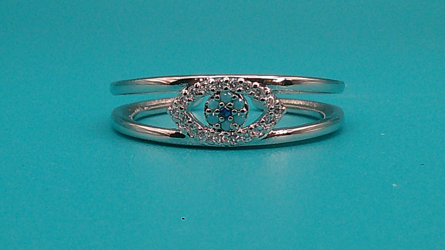 Women’s Luxury Blue Evil Eye Adjustable Ring – High-Quality Boutique Fashion with Sparkling Zirconia