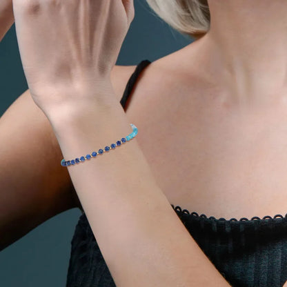 Natural Stone Gradient-Cut Beaded Bracelet – Malachite, Kyanite & Garnet Healing Crystals