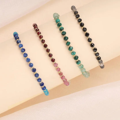 Natural Stone Gradient-Cut Beaded Bracelet – Malachite, Kyanite & Garnet Healing Crystals