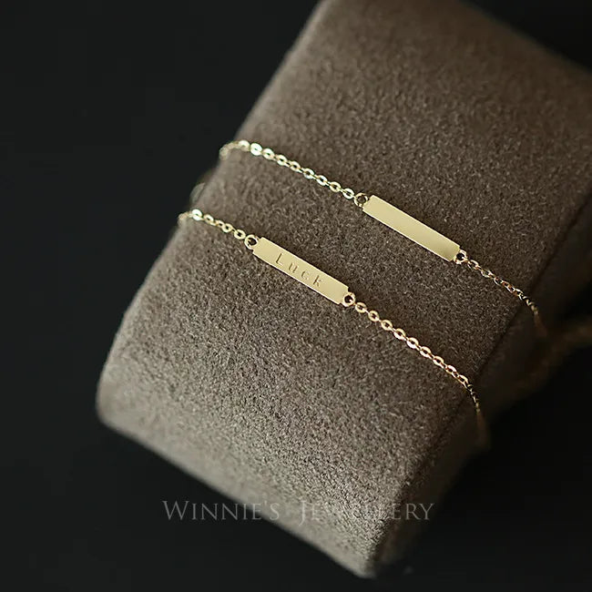 Delicate 14K Gold-Plated S925 Silver Bracelet – Mini Lucky Letter Charm for Women