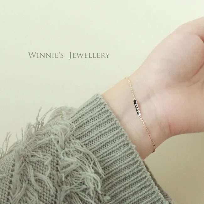Delicate 14K Gold-Plated S925 Silver Bracelet – Mini Lucky Letter Charm for Women