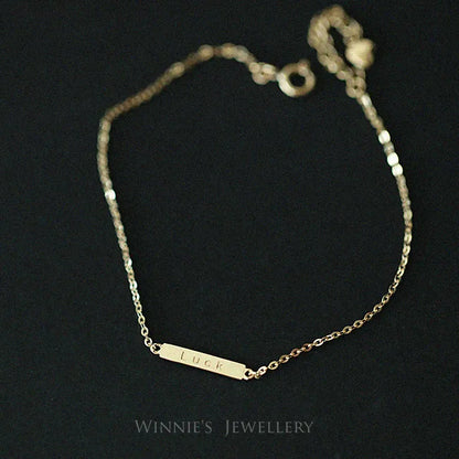 Delicate 14K Gold-Plated S925 Silver Bracelet – Mini Lucky Letter Charm for Women