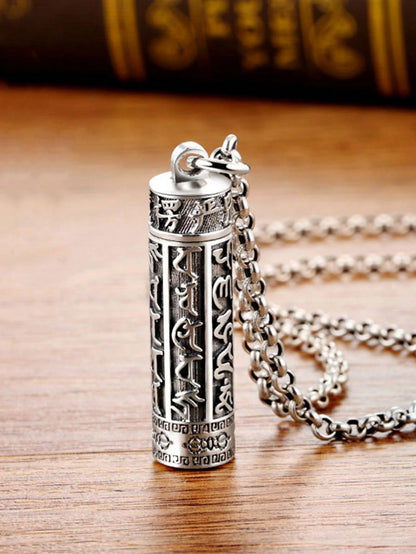 Vintage Six Characters Pendant Necklace – Openable, Multifunctional, Timeless Style for Men