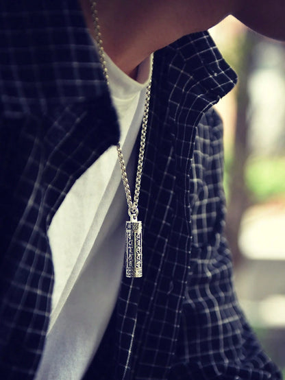 Vintage Six Characters Pendant Necklace – Openable, Multifunctional, Timeless Style for Men