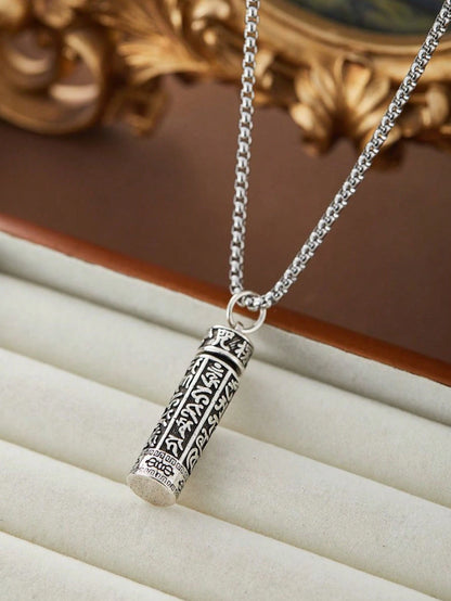 Vintage Six Characters Pendant Necklace – Openable, Multifunctional, Timeless Style for Men