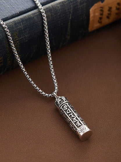 Vintage Six Characters Pendant Necklace – Openable, Multifunctional, Timeless Style for Men