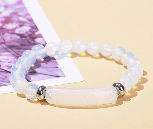 Healing Energy Stone Bracelet – Polished Turquoise, White Jade, Green Aventurine, Malachite & Tiger Eye