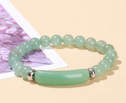 Healing Energy Stone Bracelet – Polished Turquoise, White Jade, Green Aventurine, Malachite & Tiger Eye