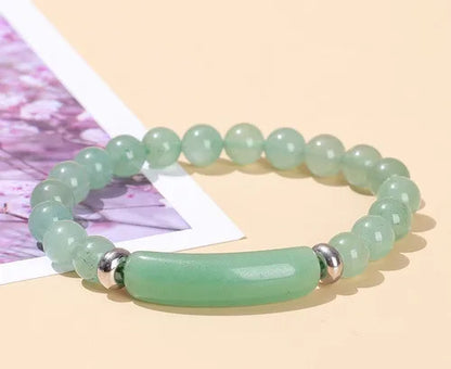 Healing Energy Stone Bracelet – Polished Turquoise, White Jade, Green Aventurine, Malachite & Tiger Eye