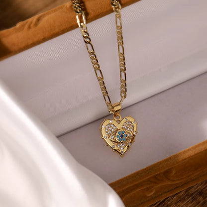 18K Gold-Plated Turkish Evil Eye Jewelry Set – Blue Drop Earrings & Pendant Necklace