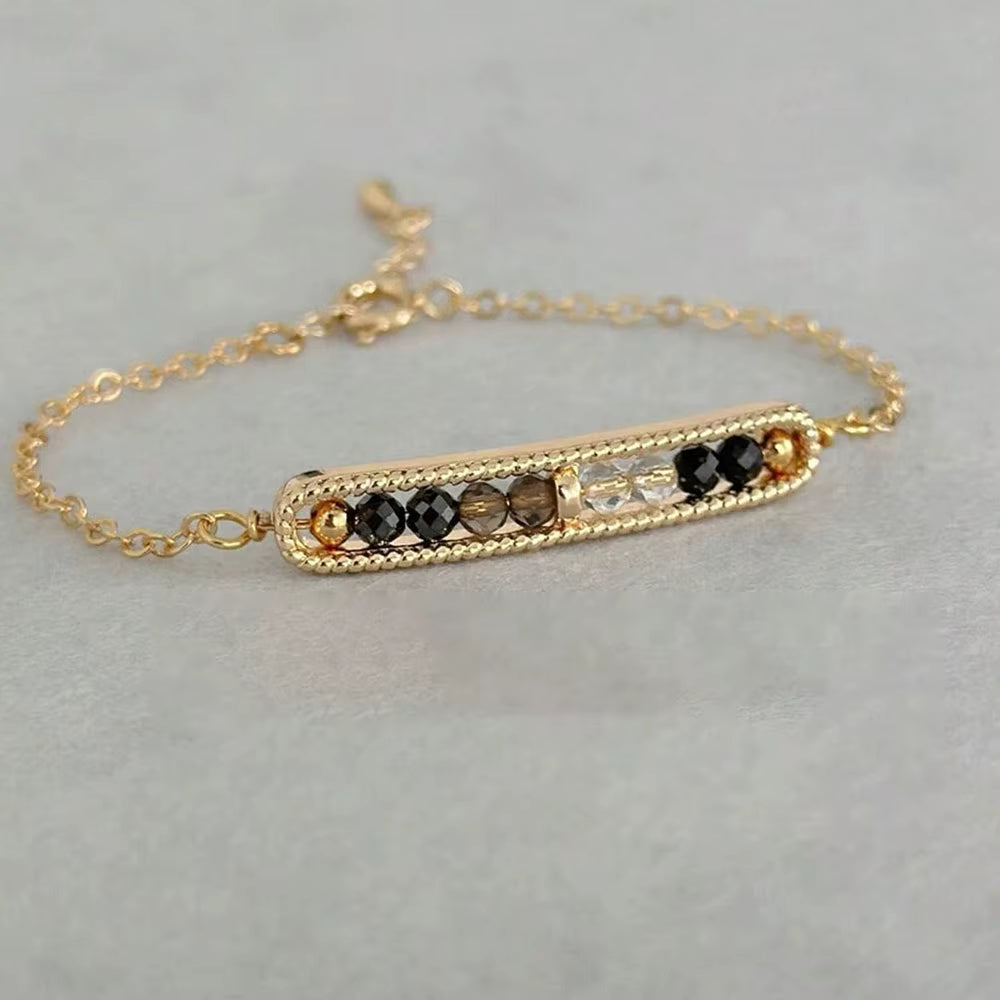 Delicate Energy Purification Bracelet – 3mm Crystals with Black Tourmaline, Clear Quartz, Smoky Quartz & Hematite