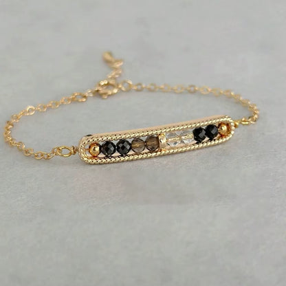 Delicate Energy Purification Bracelet – 3mm Crystals with Black Tourmaline, Clear Quartz, Smoky Quartz & Hematite