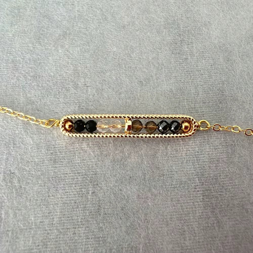 Delicate Energy Purification Bracelet – 3mm Crystals with Black Tourmaline, Clear Quartz, Smoky Quartz & Hematite