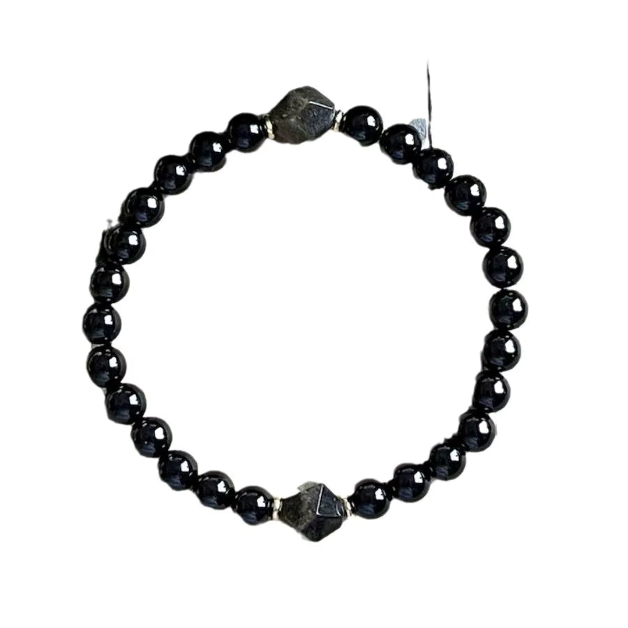 Obsidian & Black Tourmaline Men’s Bracelet – Manifestation & Protection