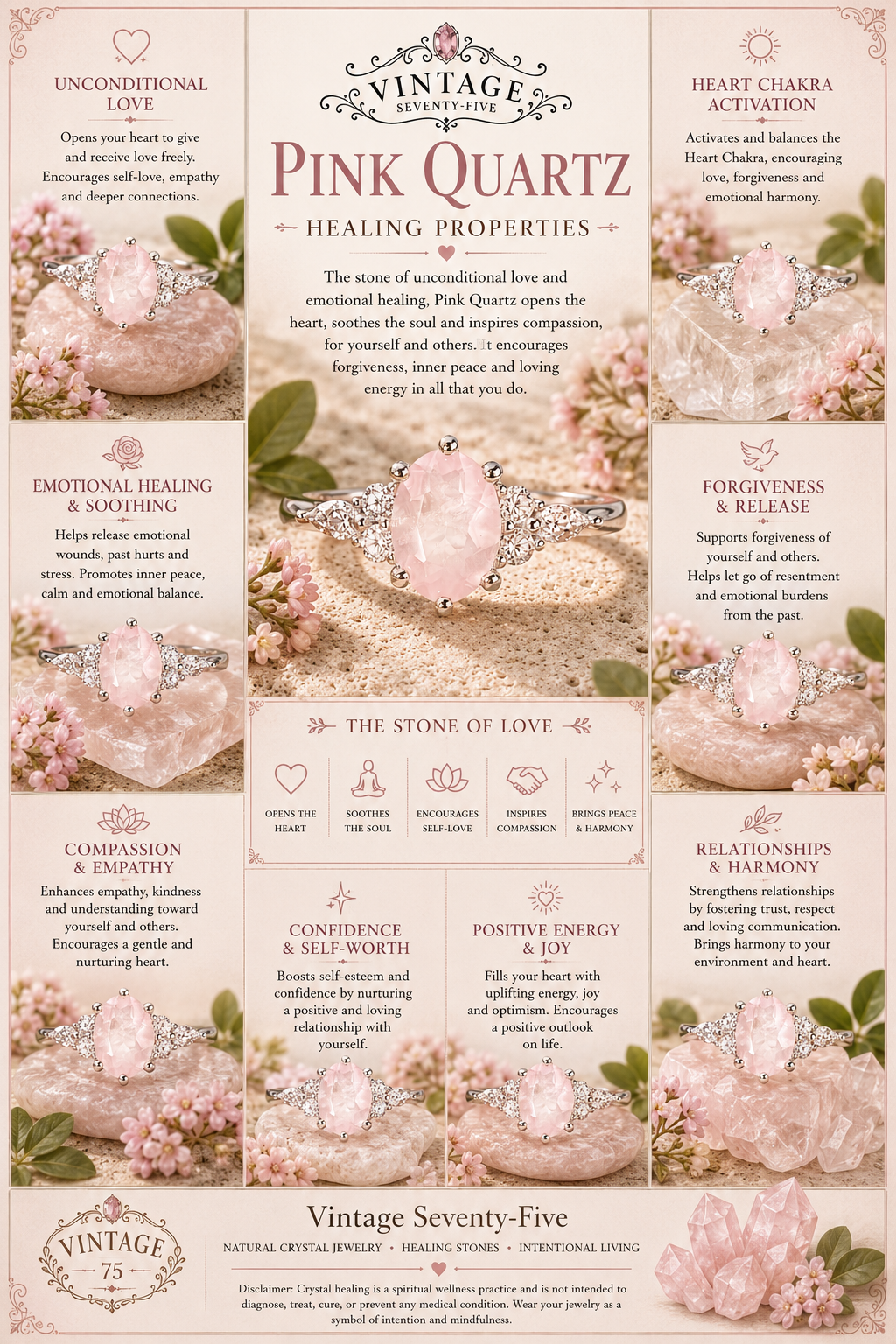 Natural Rose Quartz 925 Sterling Silver Oval Ring – Love, Self-Love & Emotional Harmony
