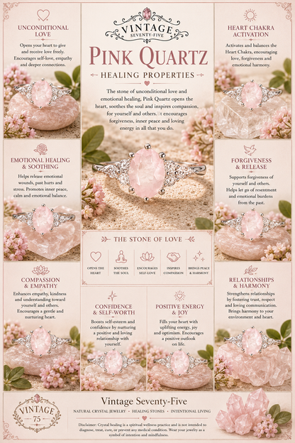 Natural Rose Quartz 925 Sterling Silver Oval Ring – Love, Self-Love & Emotional Harmony