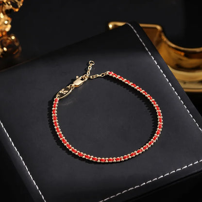 Red Rope Geometric String Bracelet – Buddha Stones “Lock of Good Wishes” with Chain & Lobster Clasp
