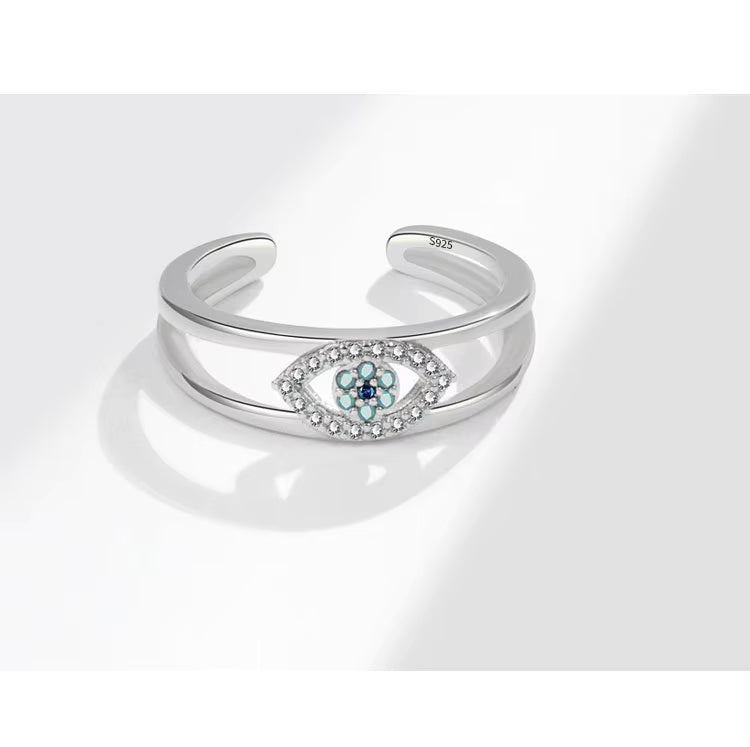Women’s Luxury Blue Evil Eye Adjustable Ring – High-Quality Boutique Fashion with Sparkling Zirconia