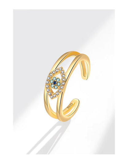 Women’s Luxury Blue Evil Eye Adjustable Ring – High-Quality Boutique Fashion with Sparkling Zirconia