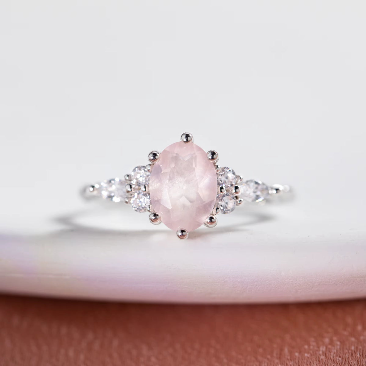 Natural Rose Quartz 925 Sterling Silver Oval Ring – Love, Self-Love & Emotional Harmony