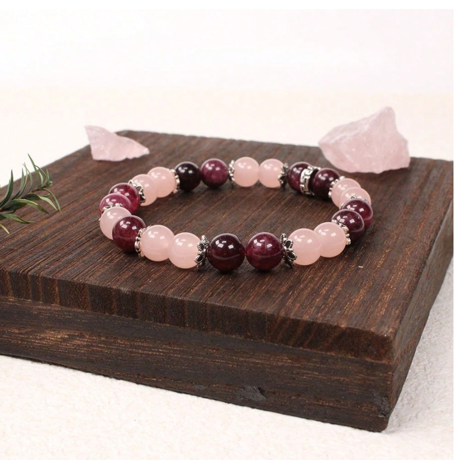 Calm Spirit Crystal Healing Bracelet – Hand-Beaded Natural Stones for Anxiety Relief & Positivity