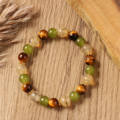 TK Xiyin Good Luck Bracelet – Natural Tiger Eye, Green Aventurine & Citrine Stones for Wealth & Success