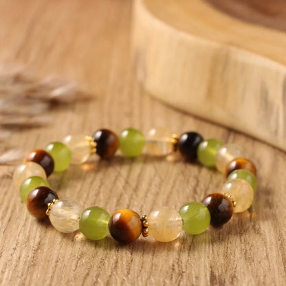 TK Xiyin Good Luck Bracelet – Natural Tiger Eye, Green Aventurine & Citrine Stones for Wealth & Success