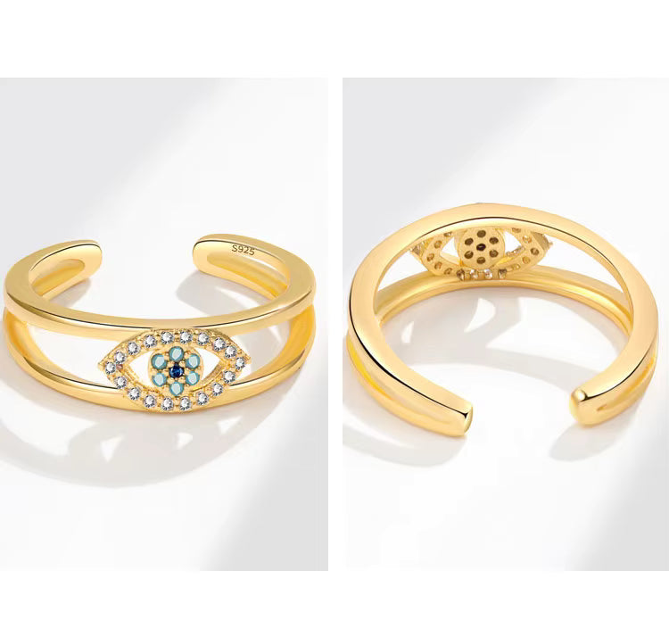 Women’s Luxury Blue Evil Eye Adjustable Ring – High-Quality Boutique Fashion with Sparkling Zirconia