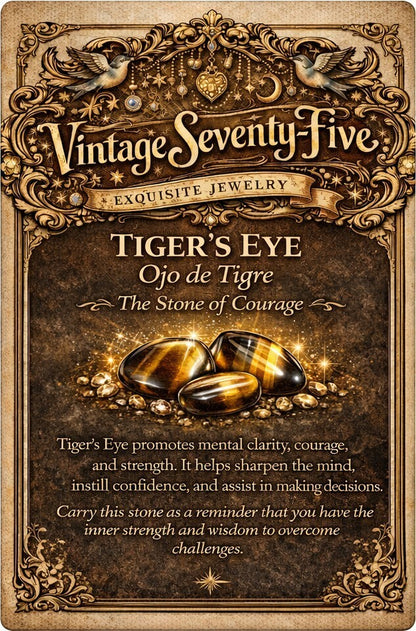 Vintage Seventy-Five™ Tiger's Eye Crystal Candle Courage • Confidence • Prosperity